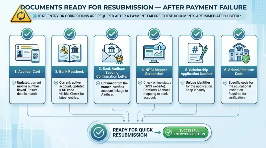 infographic Documents जो हमेशा ready रखें — Resubmission के लिए